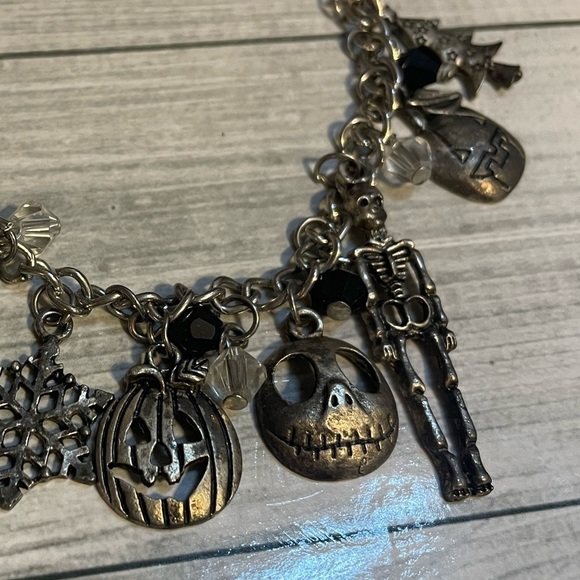 Nightmare Before Christmas Themed Charms Silvertone Metal Charm Bracelet - Picture 2 of 4
